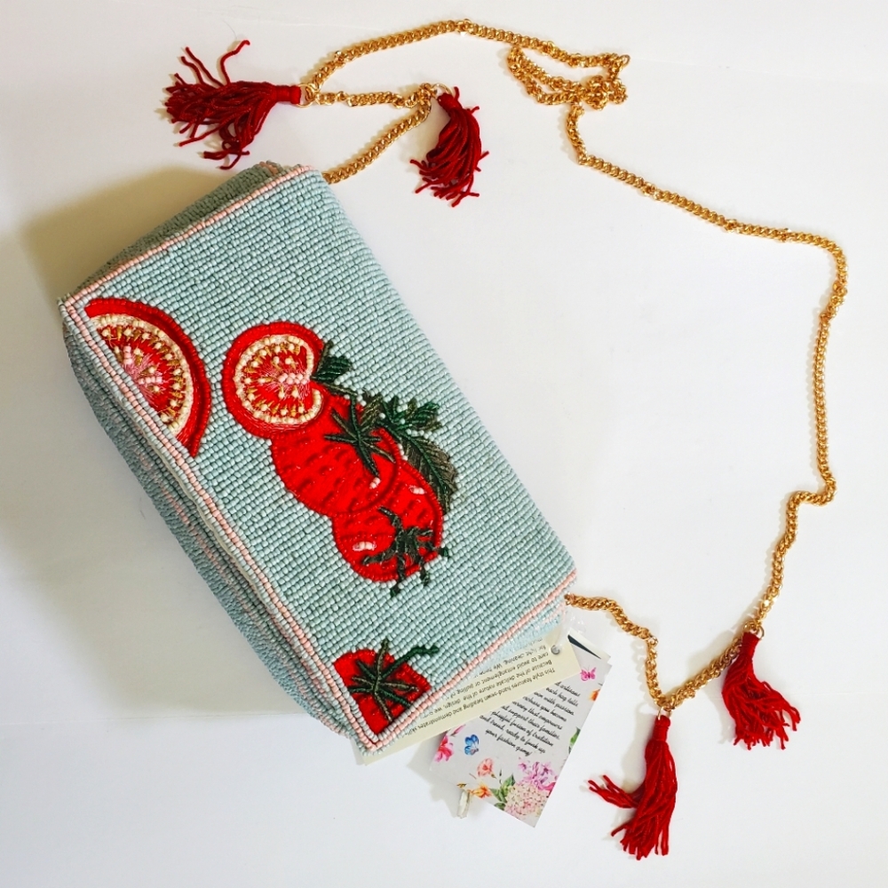 Viral TikTok Beaded Tomato Crossbody Bag with Tassels